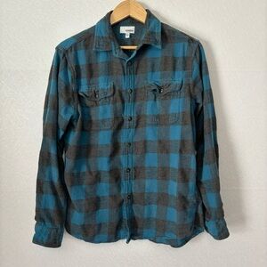 Sonoma Blue/Gray Buffalo Check Long Sleeve Flannel Shirt Men's Medium